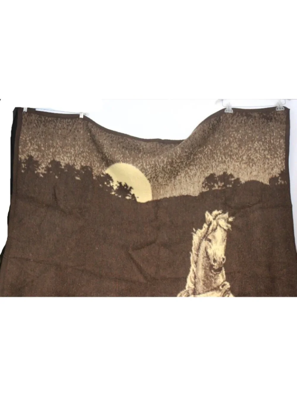 Vtg Revert Plush Blanket Wild Horses Country Equestrian Reversible Full Queen